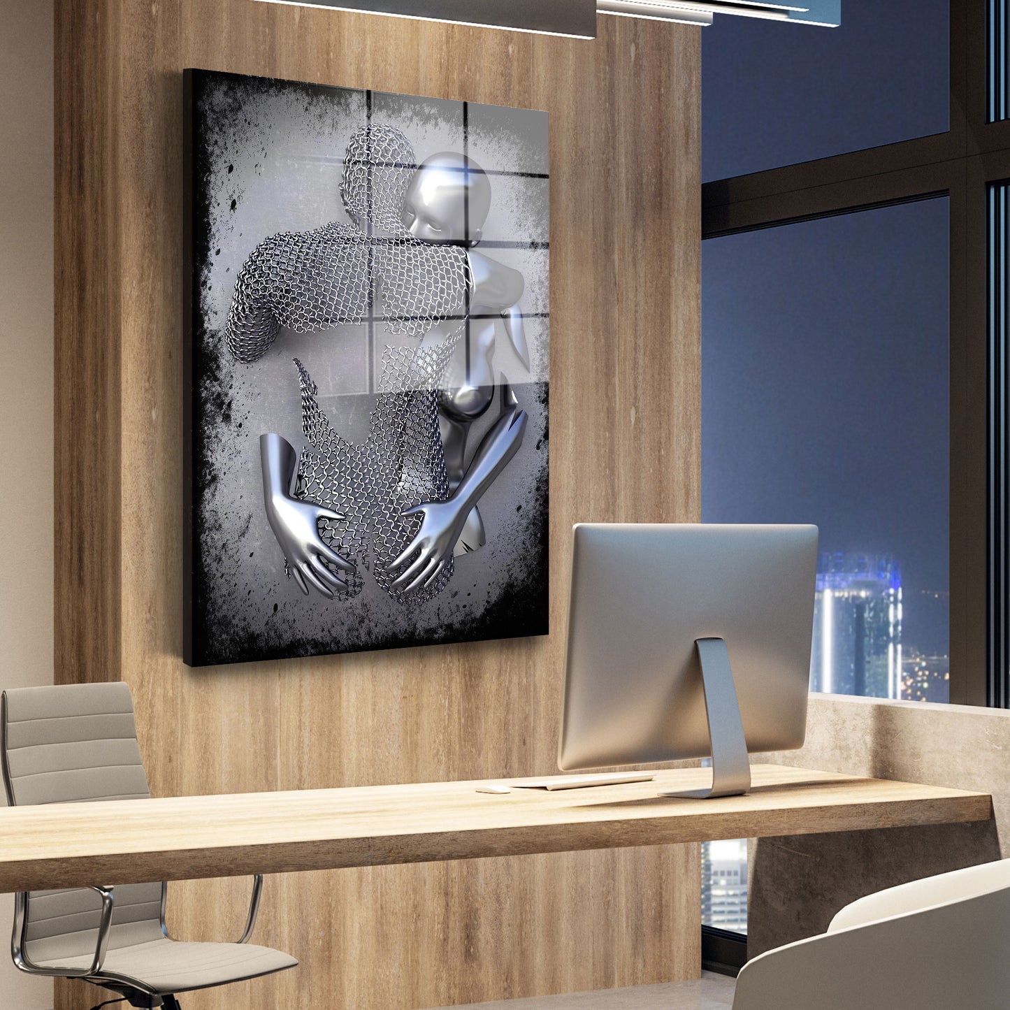 Abstract Metallfiguren Love Körper Acrylglasbild Wandbild Bild Wanddeko Wohnzimmer XL