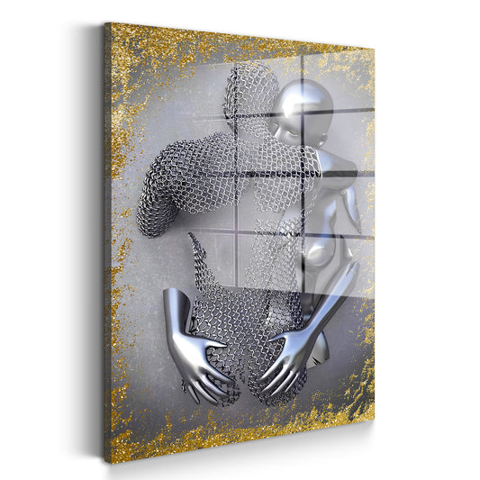 Abstrakt Metallfigur Love Metallic Körper Acrylglasbild Wandbild Bild Wanddeko XL