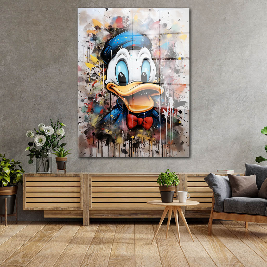 Abstrakt Pop Art Duck Portrait Acrylglasbild Wandbild Bild Wanddeko Wohnzimmer XL