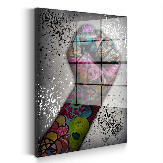 Abstrakt Street Art Faust Acrylglasbild Wandbild Bild Wanddeko Wohnzimmer XL