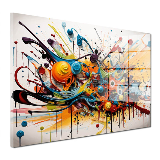 Abstrakte Kunst bunt mit Farben Acrylglasbild Wandbild Bild Wanddeko Wohnzimmer XL
