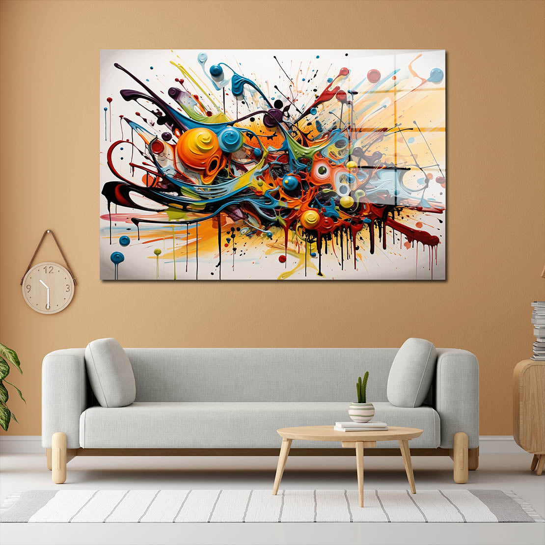 Abstrakte Kunst bunt mit Farben Acrylglasbild Wandbild Bild Wanddeko Wohnzimmer XL