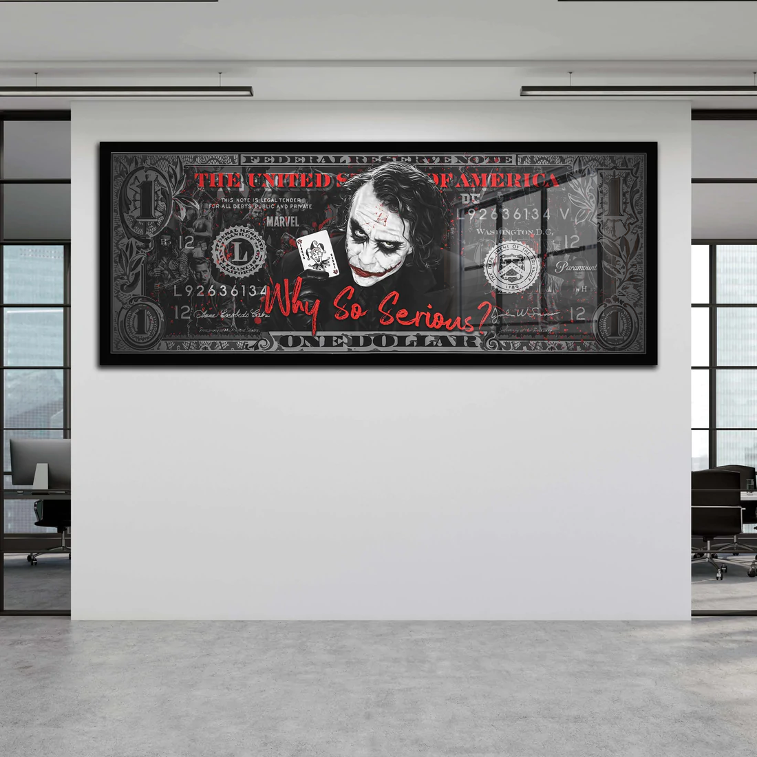 Joker Dollar Zitat Acrylglasbild Wandbild Bild Wanddeko Wohnzimmer XL Pop Art Comic