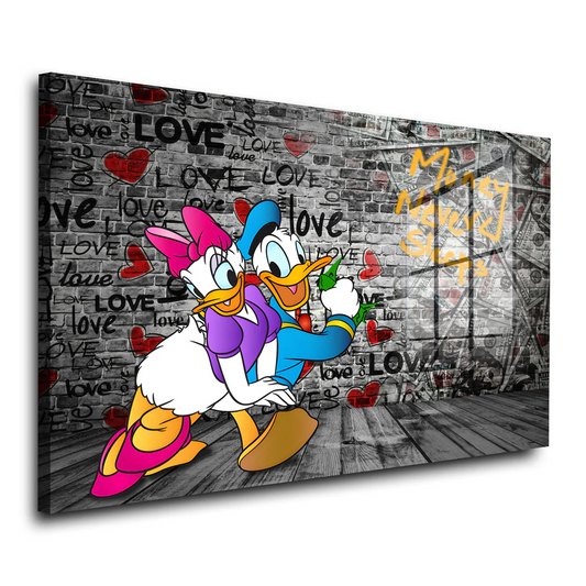 Donald & Daisy Pop Art Comic Acrylglasbild Wandbild Bild Wanddeko Wohnzimmer XL