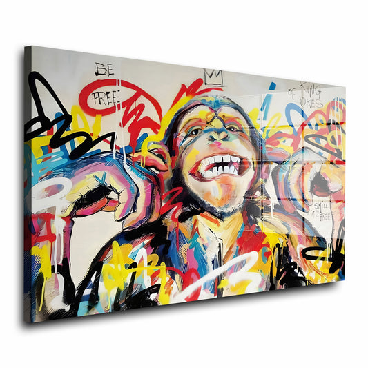 Affe Monkey Pop Art Colour Style Acrylglasbild Wandbild Bild Wanddeko Wohnzimmer XL