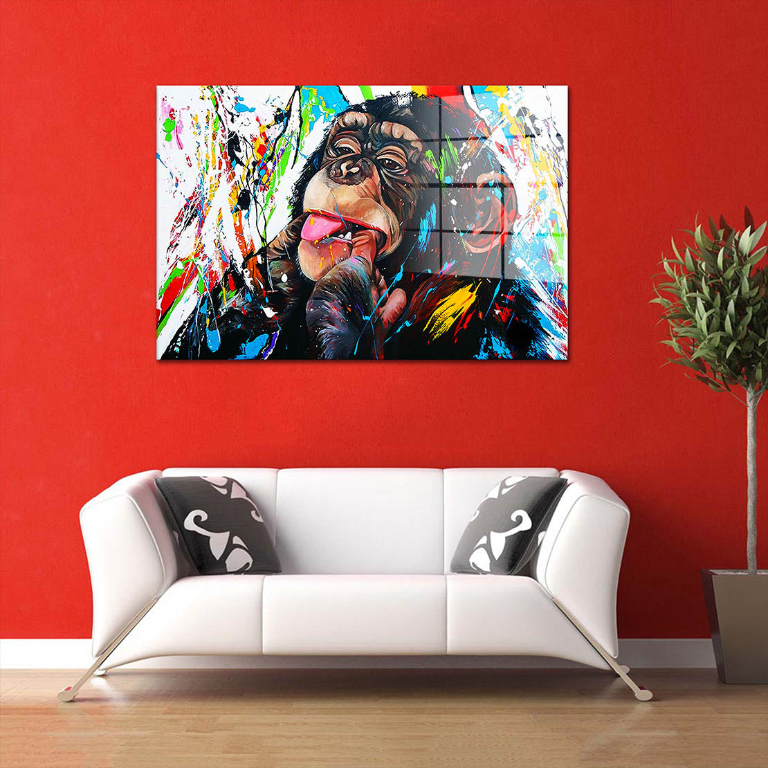 Affe Pop Art Colour Acrylglasbild Wandbild Bild Wanddeko Wohnzimmer XL