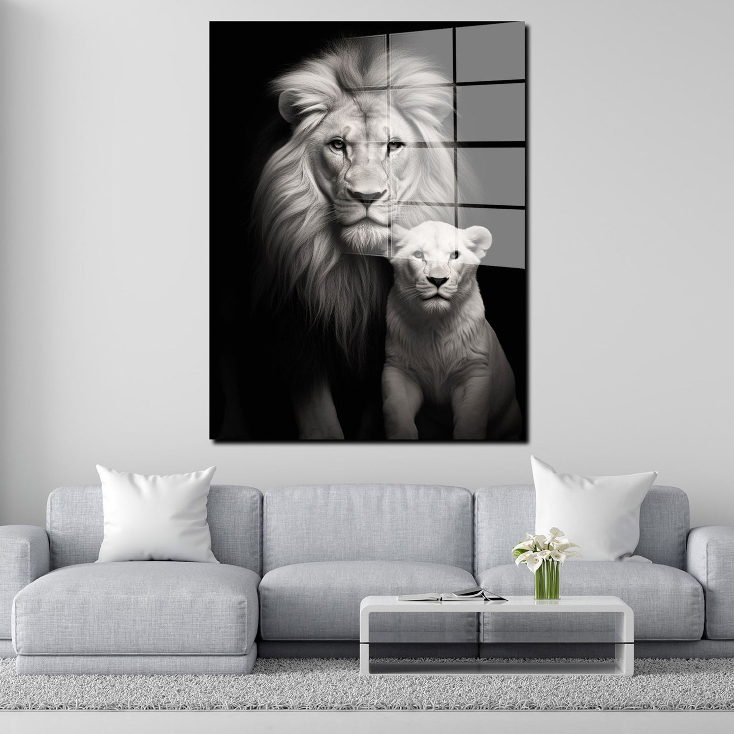 Afrika 2 Löwen frontal Acrylglasbild Wandbild Bild Wanddeko Wohnzimmer XL