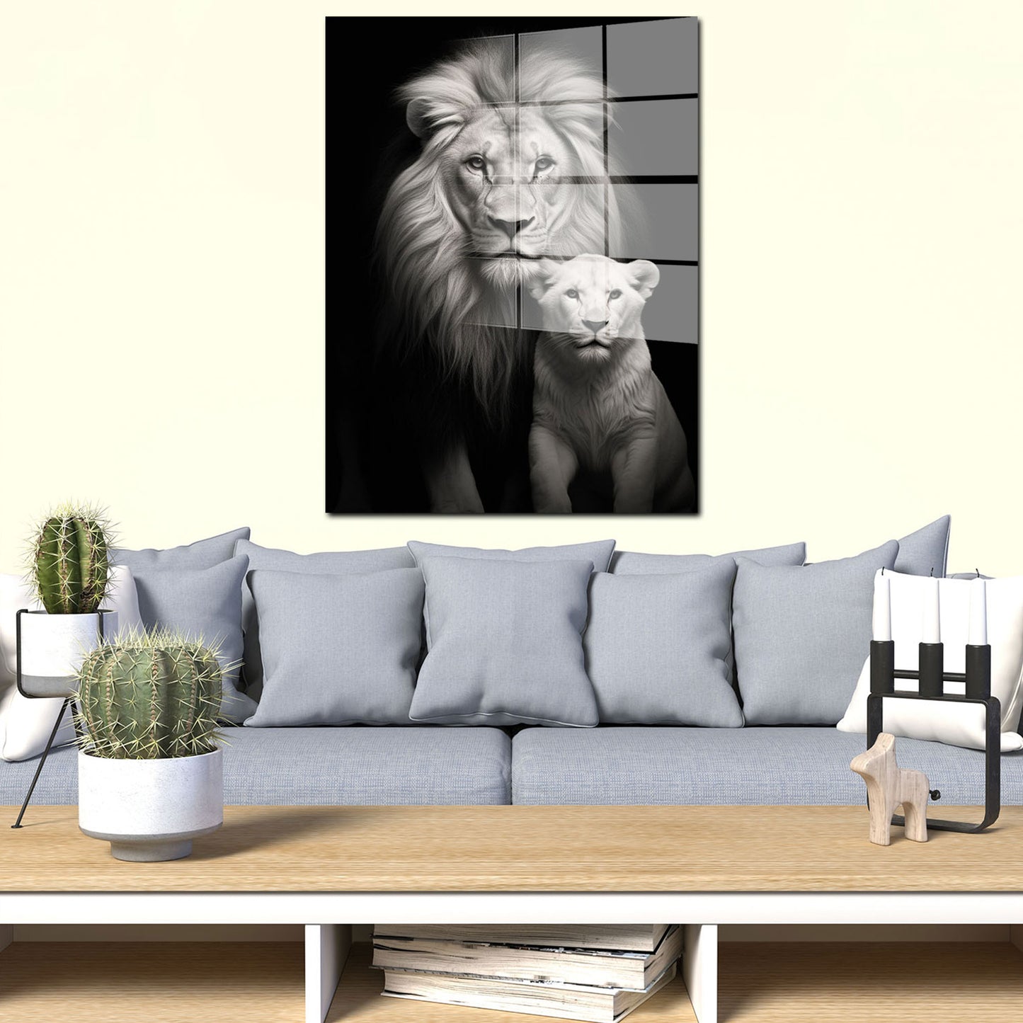 Afrika 2 Löwen frontal Acrylglasbild Wandbild Bild Wanddeko Wohnzimmer XL