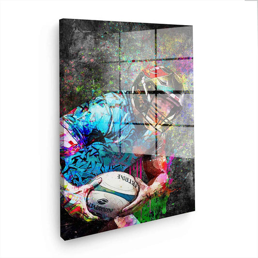 American Football Graffiti Acrylglasbild Wandbild Bild Wanddeko XL Rugby