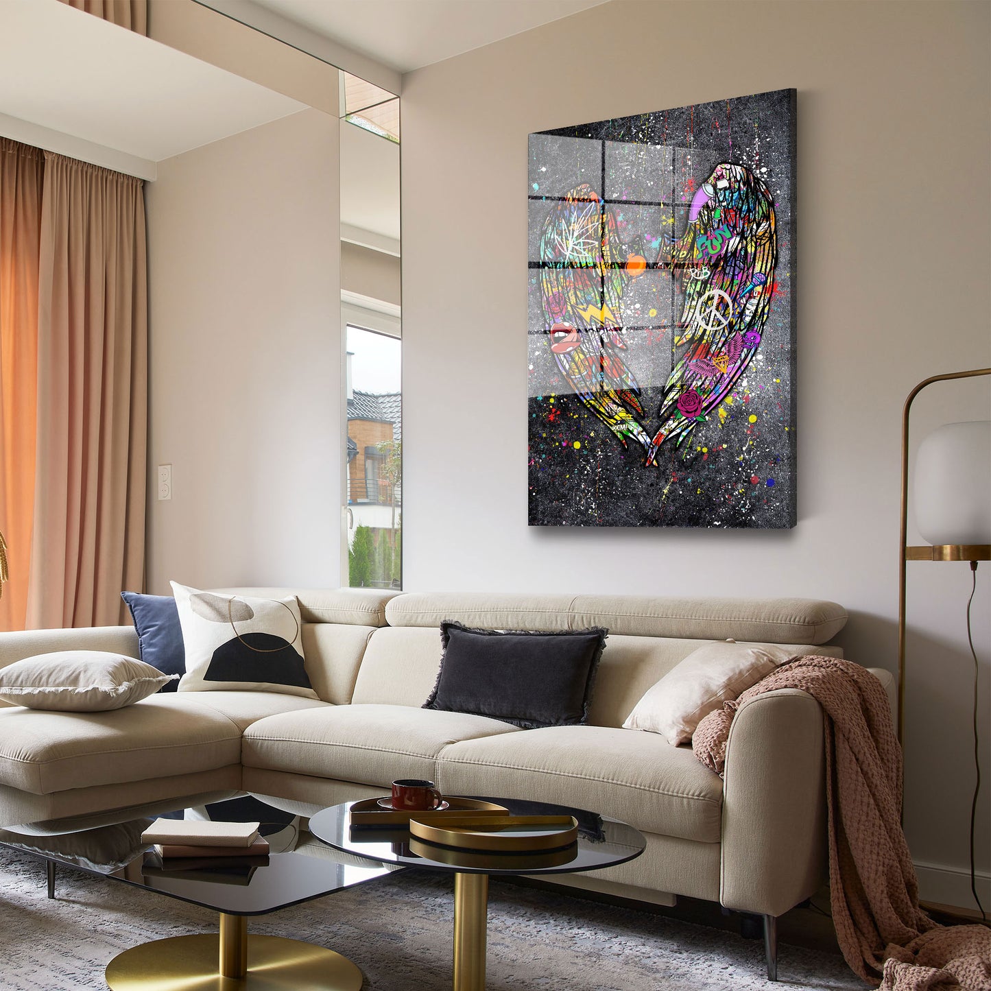 Angel Wings Graffiti Style Acrylglasbild Wandbild Bild Wanddeko Wohnzimmer XL