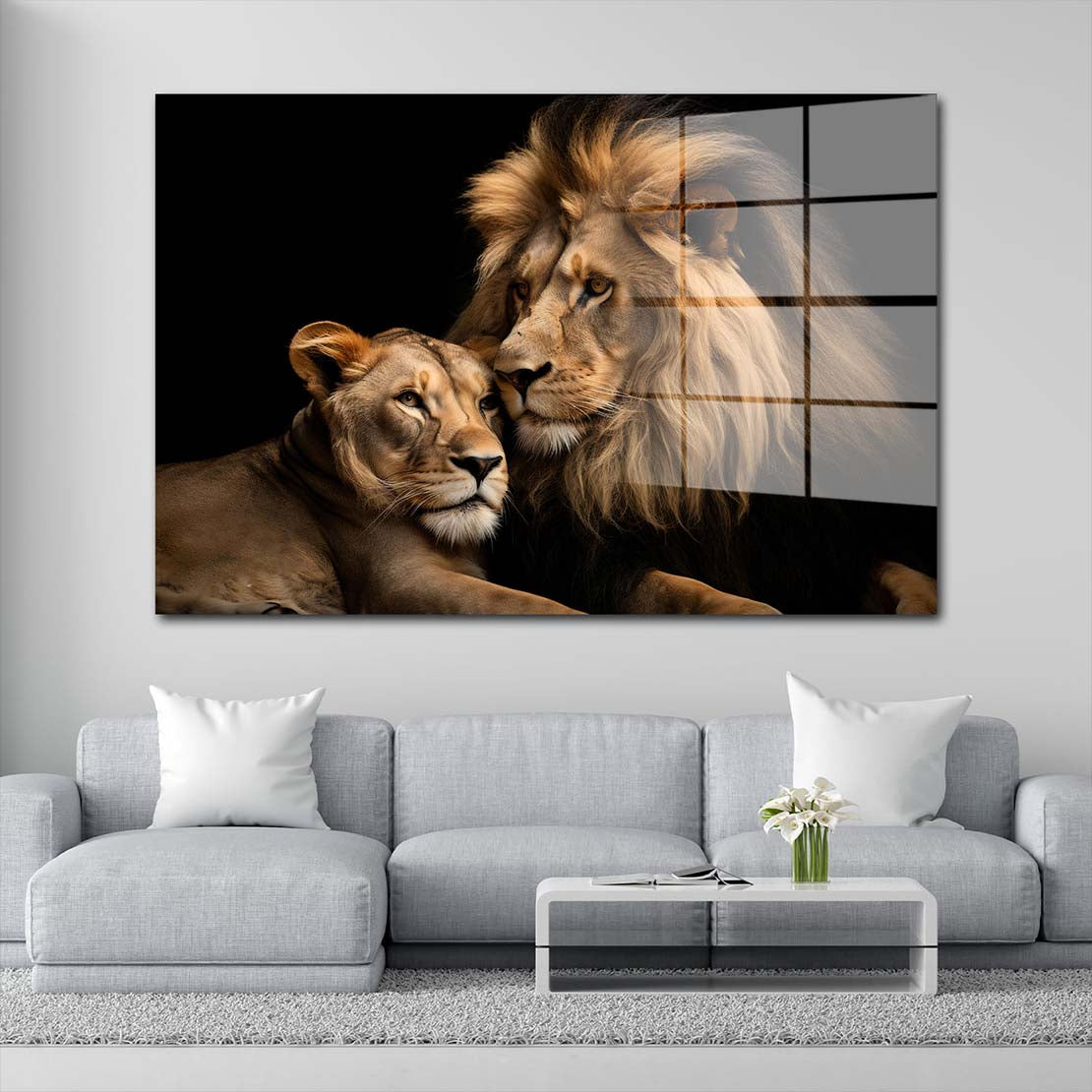 Beautiful Lions Acrylglasbild Wandbild Bild Wanddeko Wohnzimmer XL