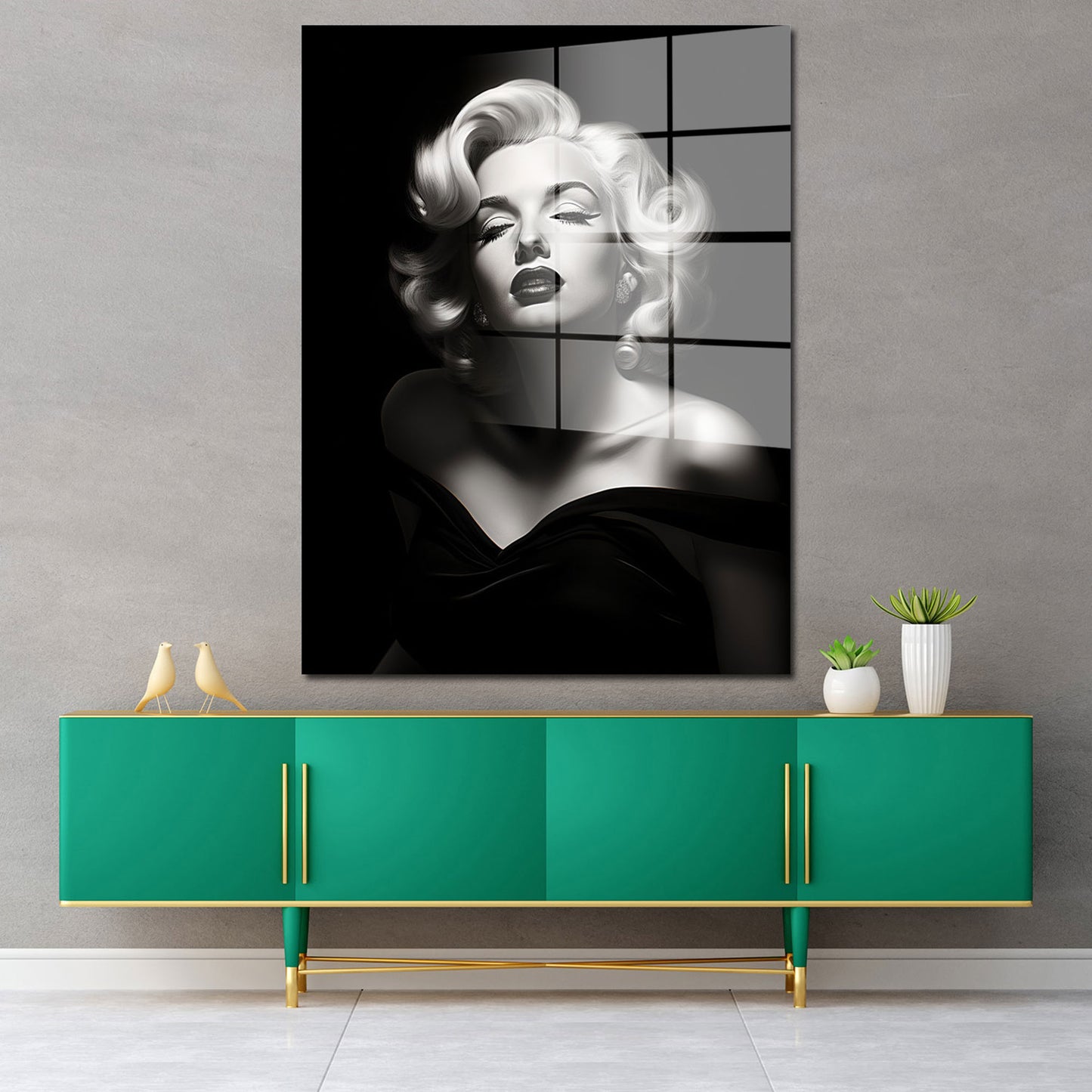 Beautiful Marilyn Black Style Acrylglasbild Wandbild Bild Wanddeko schwarz weiß XL