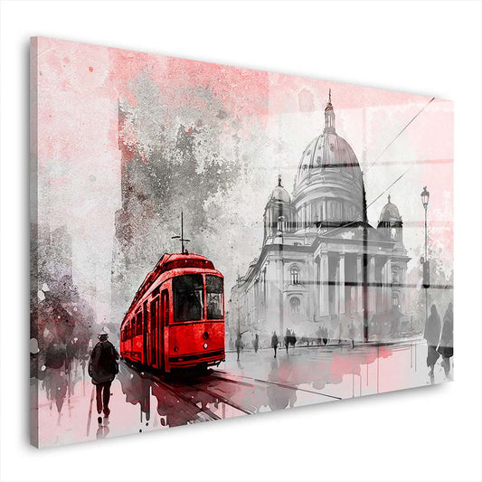 Berlin mit Roter Bahn Acrylglasbild Wandbild Bild Wanddeko Wohnzimmer XL