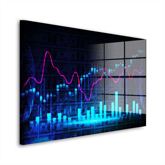 Börse Kerzen Blue Acrylglasbild Wandbild Bild Wanddeko Wohnzimmer XL