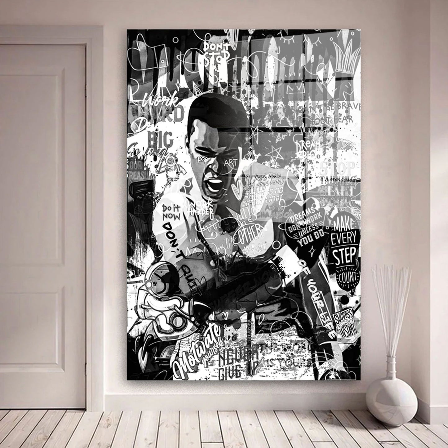 Boxer schwarz weiß Acrylglasbild Wandbild Bild Wanddeko Wohnzimmer XL