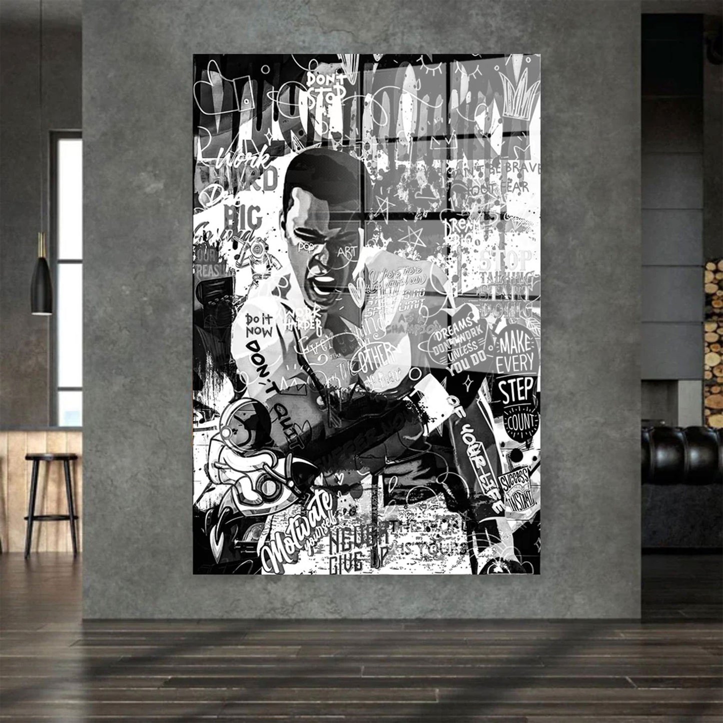 Boxer schwarz weiß Acrylglasbild Wandbild Bild Wanddeko Wohnzimmer XL