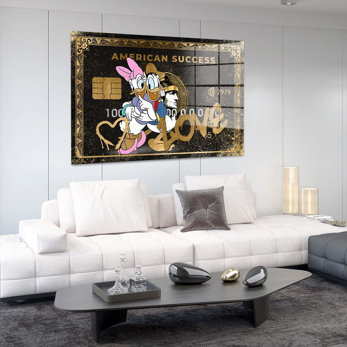 Comic Duck Card American Success Acrylglasbild Wandbild Bild Wanddeko XL