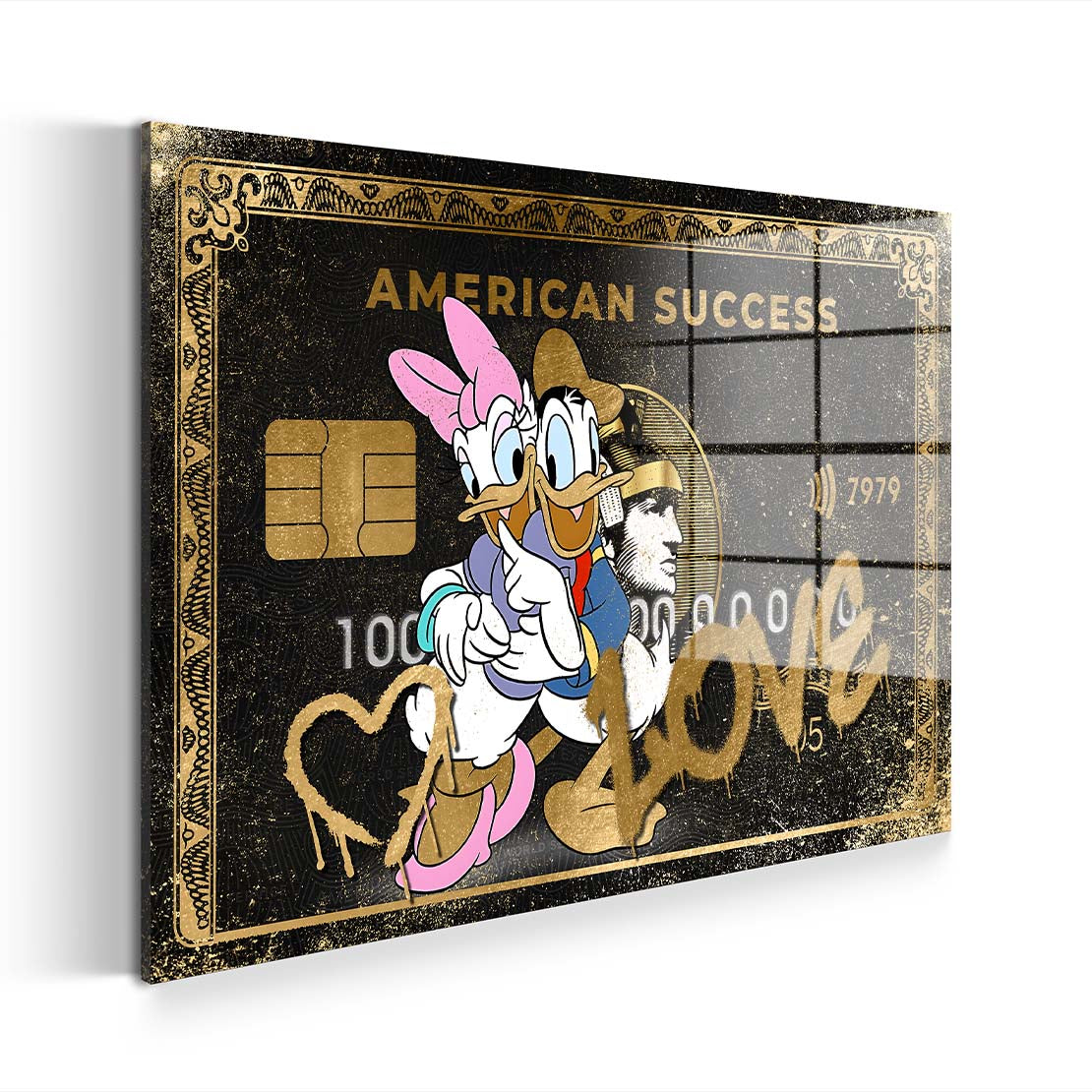 Comic Duck Card American Success Acrylglasbild Wandbild Bild Wanddeko XL