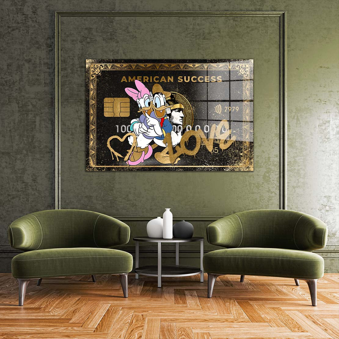 Comic Duck Card American Success Acrylglasbild Wandbild Bild Wanddeko XL