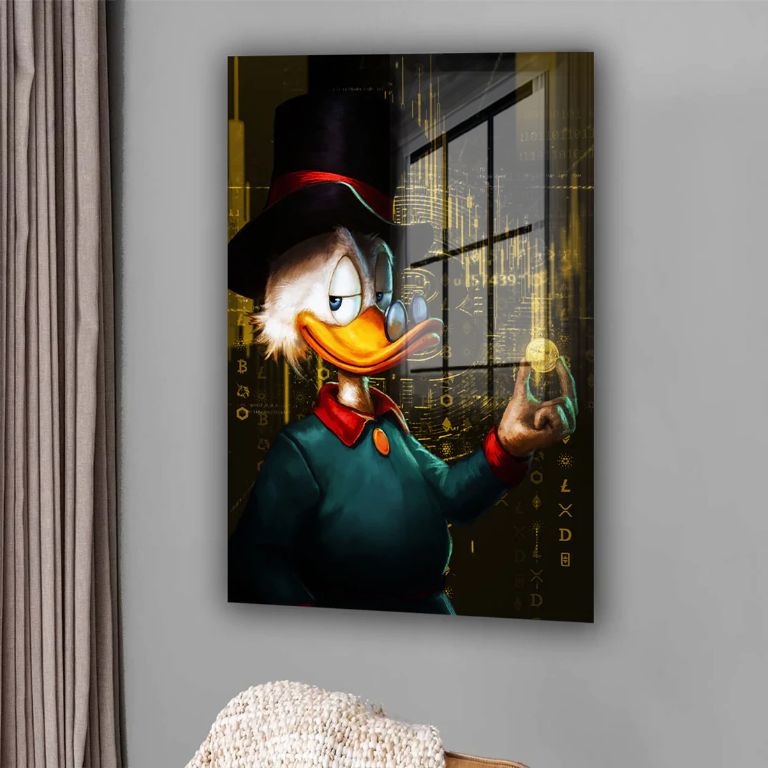 Duck Pop Art Gold Acrylglasbild Wandbild Bild Wanddeko Wohnzimmer XL