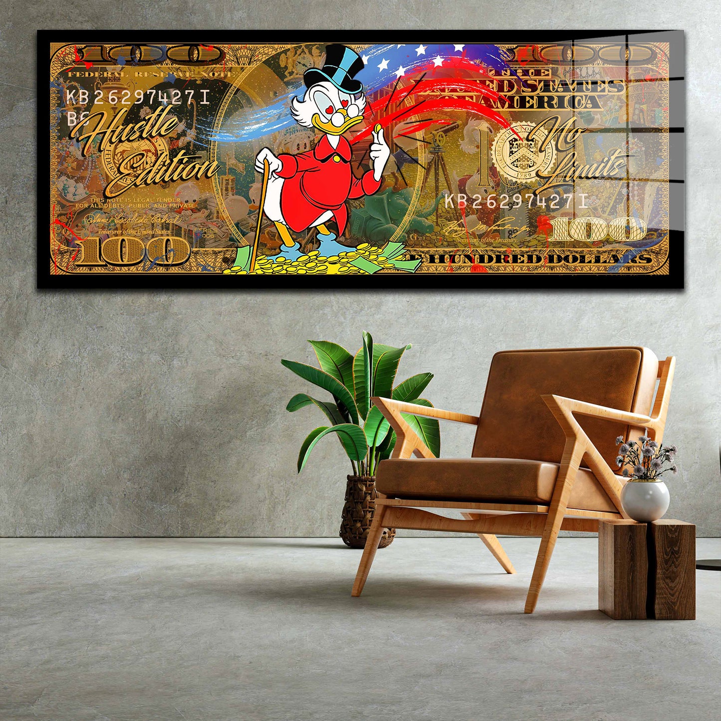 Duck Pop Art Money Love Acrylglasbild Wandbild Bild Wanddeko XL