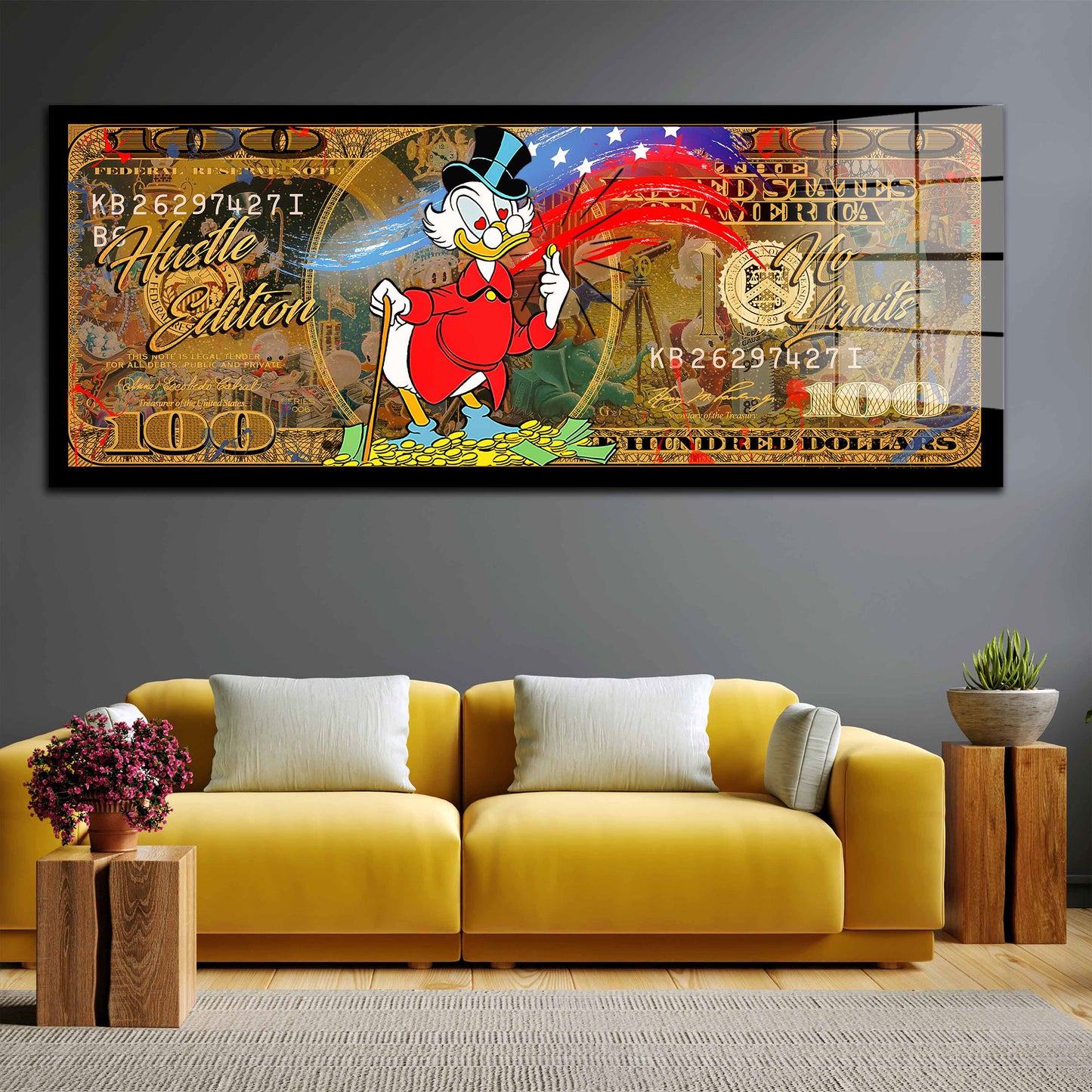 Duck Pop Art Money Love Acrylglasbild Wandbild Bild Wanddeko XL