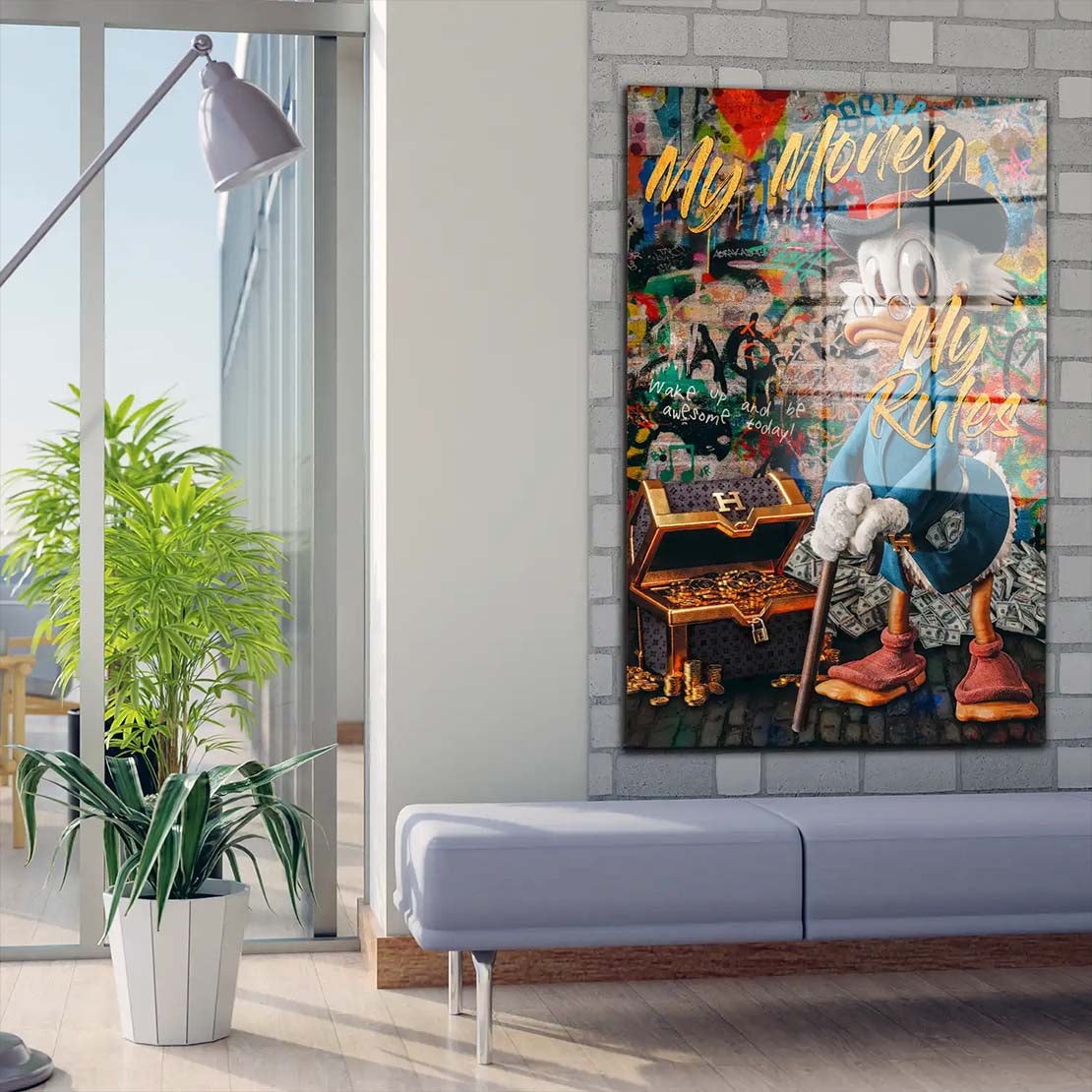 Duck Pop Art My Rules Acrylglasbild Wandbild Bild Wanddeko Wohnzimmer XL
