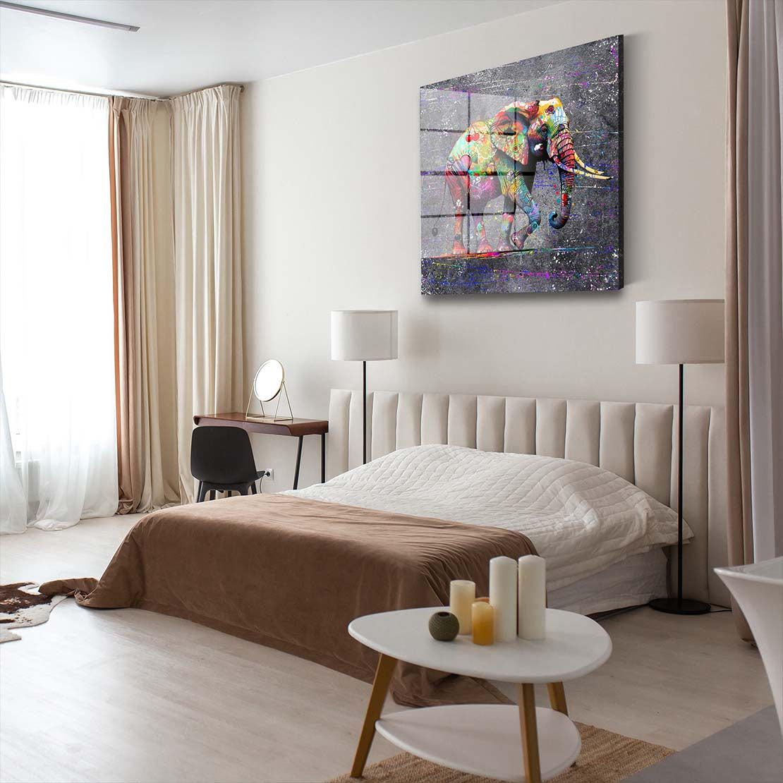 Elefant Graffiti Street Art Acrylglasbild Wandbild Bild Wanddeko Wohnzimmer XL