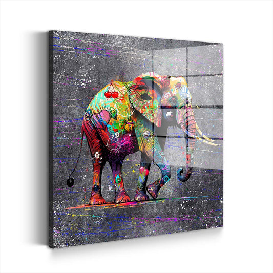 Elefant Graffiti Street Art Acrylglasbild Wandbild Bild Wanddeko Wohnzimmer XL
