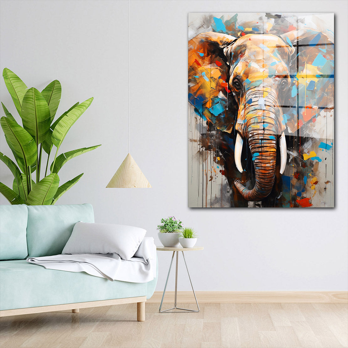 Elefant abstrakt Acrylglasbild Wandbild Bild Wanddeko Wohnzimmer XL