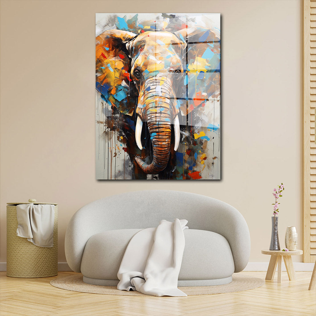 Elefant abstrakt Acrylglasbild Wandbild Bild Wanddeko Wohnzimmer XL
