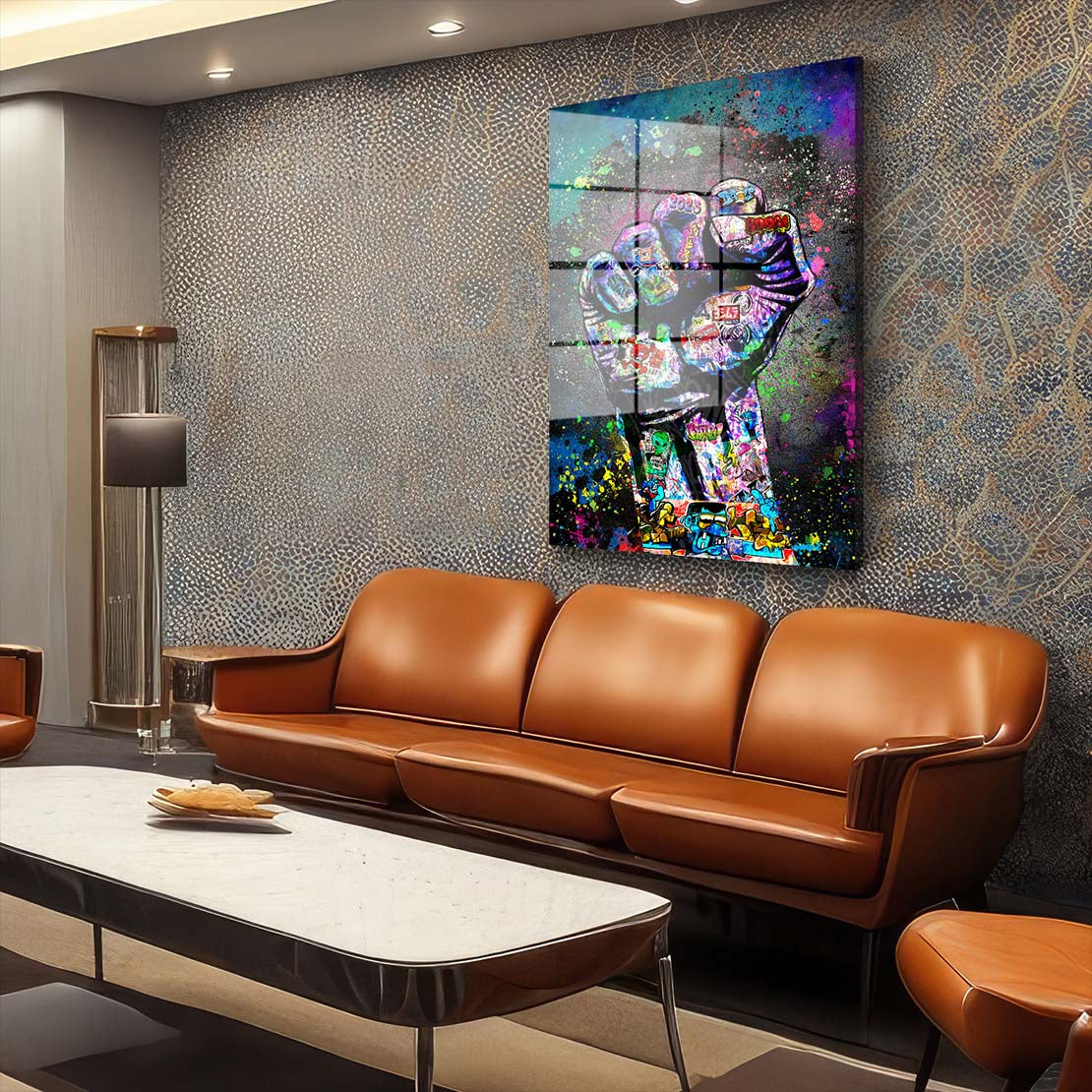 Faust Graffiti Street Art Acrylglasbild Wandbild Bild Wanddeko Wohnzimmer XL Hand