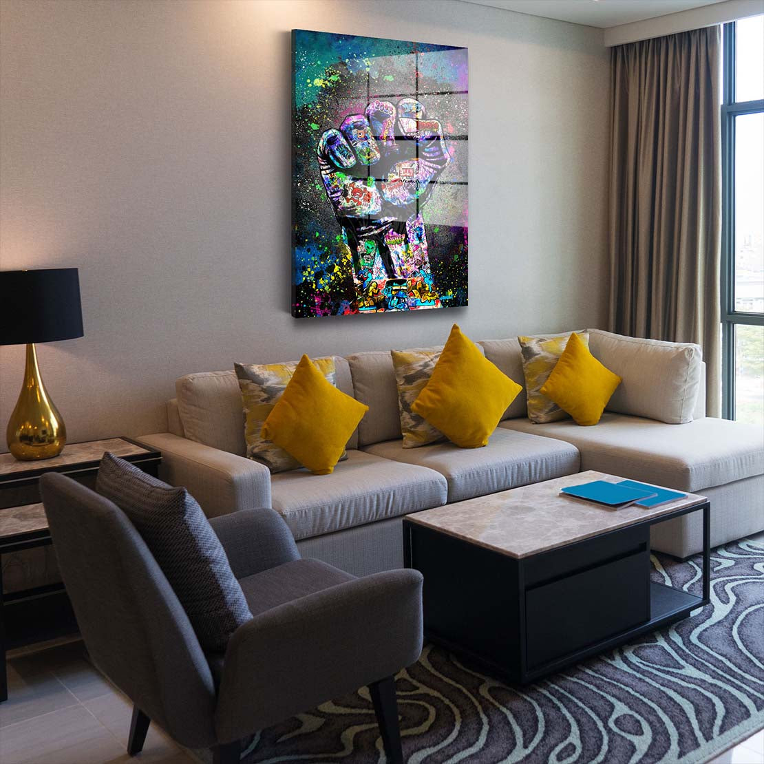 Faust Graffiti Street Art Acrylglasbild Wandbild Bild Wanddeko Wohnzimmer XL Hand