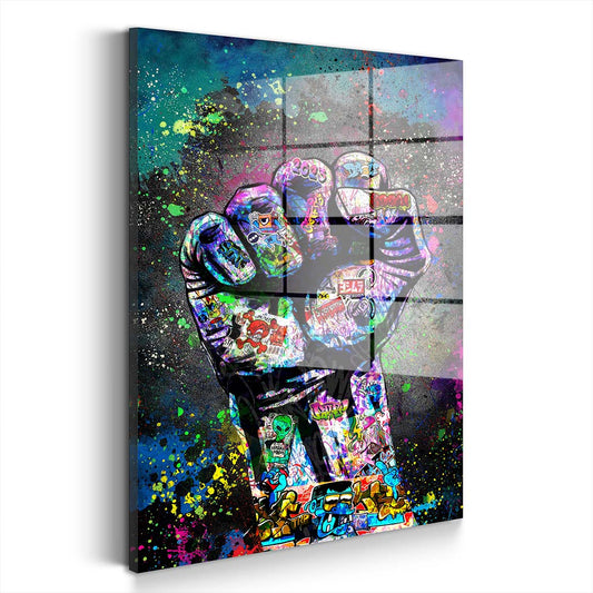 Faust Graffiti Street Art Acrylglasbild Wandbild Bild Wanddeko Wohnzimmer XL Hand