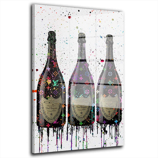 Flaschen Pop Art Luxus & Lifestyle Acrylglasbild Wandbild Bild Wanddeko Wohnzimmer XL