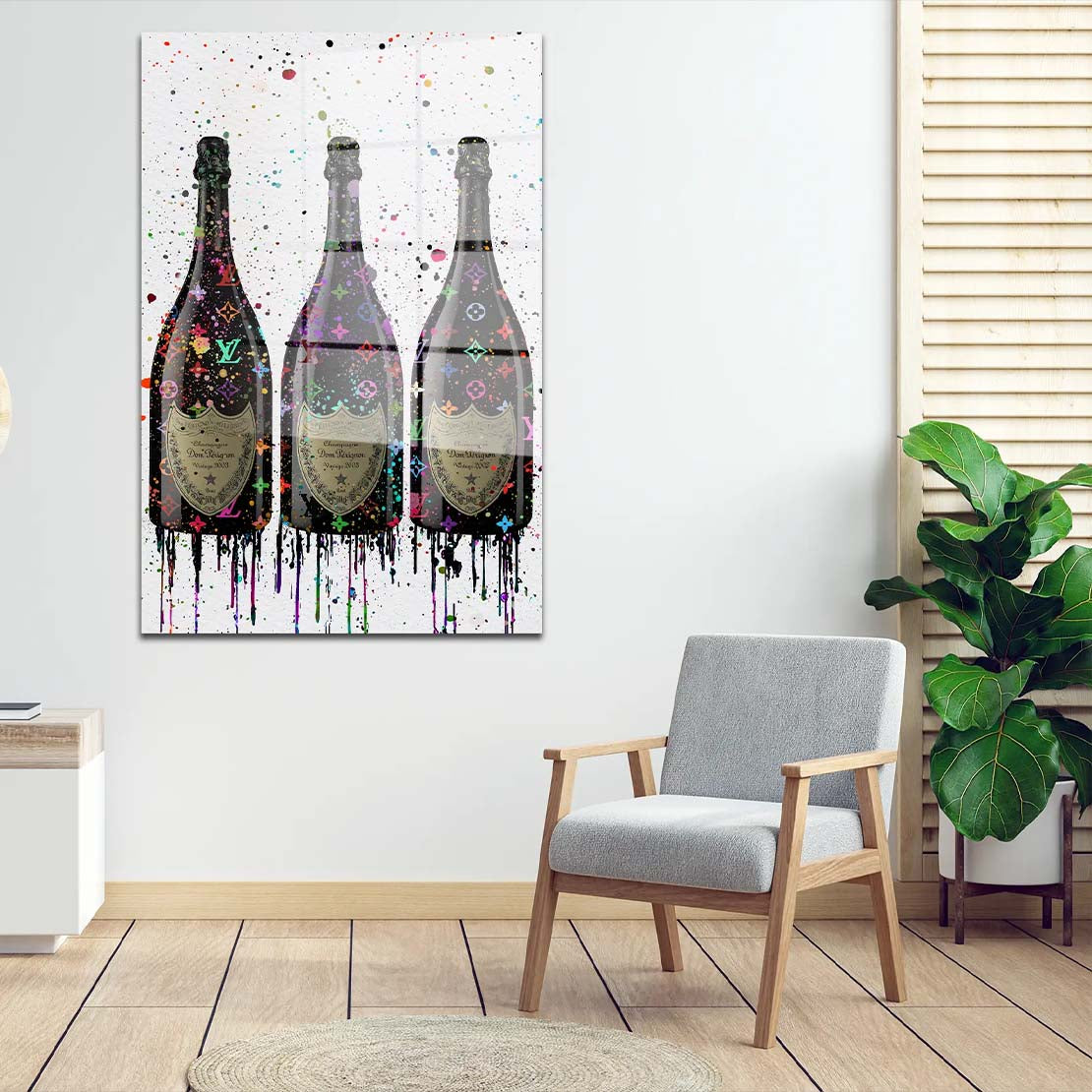 Flaschen Pop Art Luxus & Lifestyle Acrylglasbild Wandbild Bild Wanddeko Wohnzimmer XL