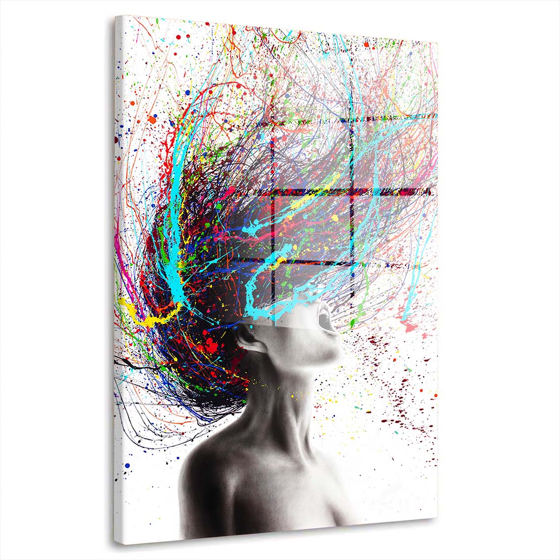 Frau Hair Abstract Pop Art Acrylglasbild Wandbild Bild Wanddeko Wohnzimmer XL