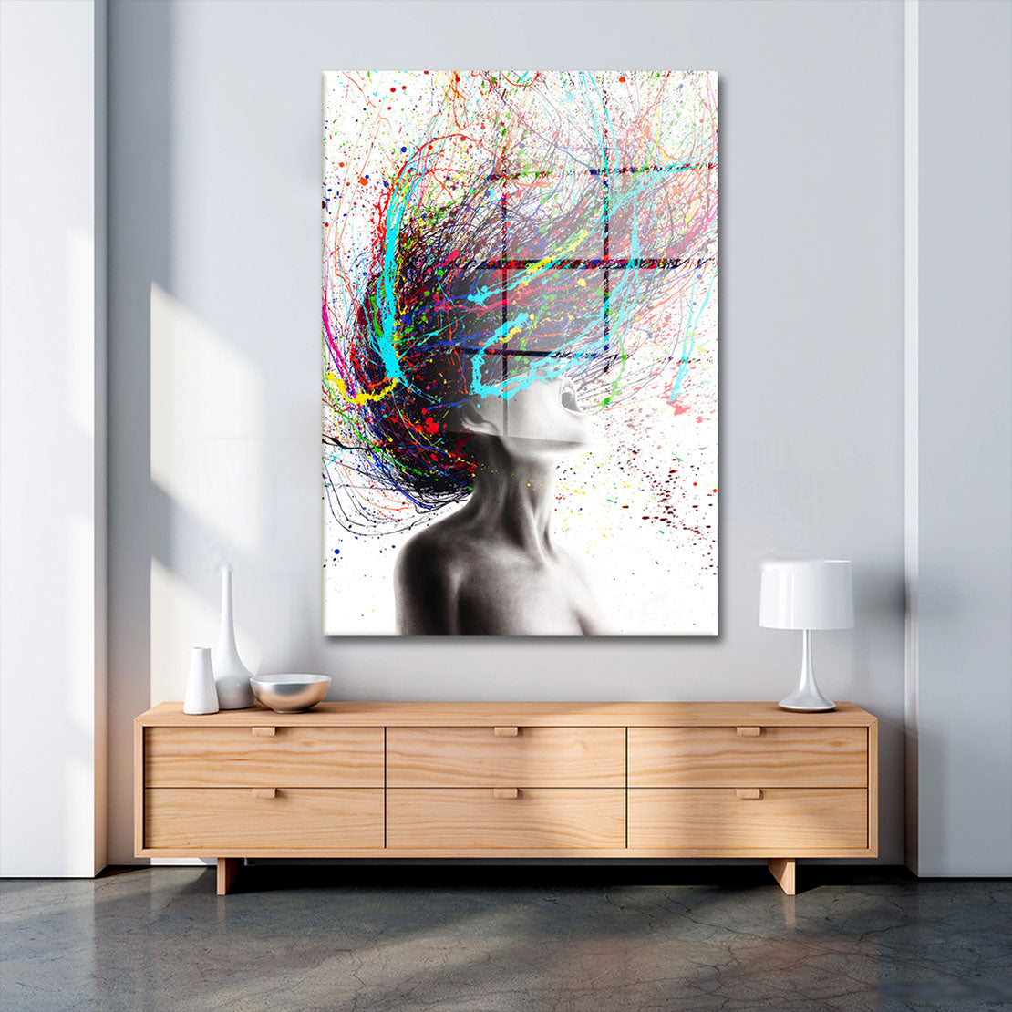 Frau Hair Abstract Pop Art Acrylglasbild Wandbild Bild Wanddeko Wohnzimmer XL