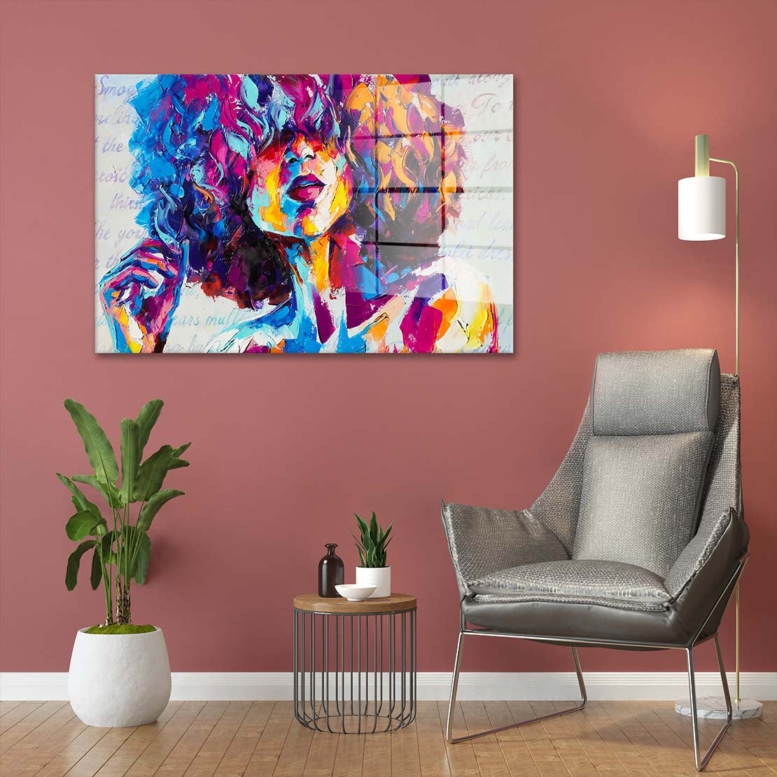 Frau Paint Pop Art Acrylglasbild Wandbild Bild Wanddeko Wohnzimmer XL