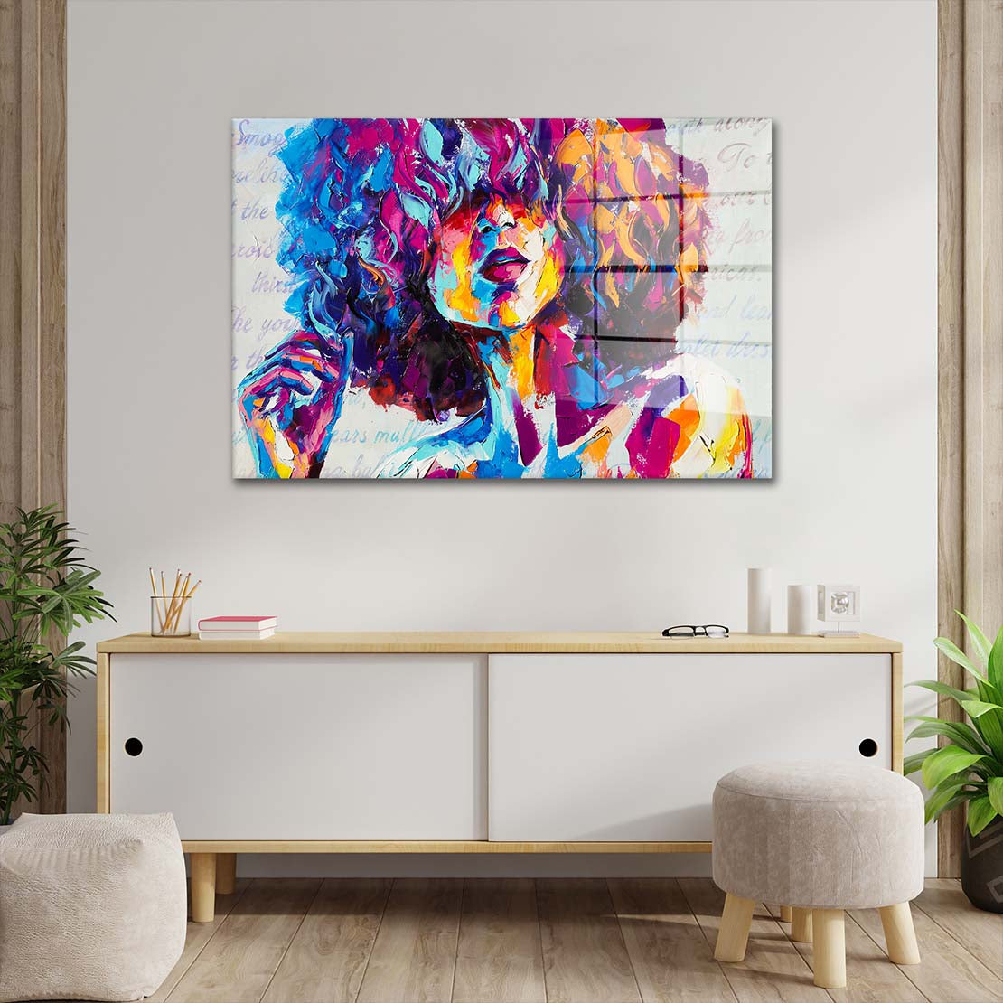 Frau Paint Pop Art Acrylglasbild Wandbild Bild Wanddeko Wohnzimmer XL
