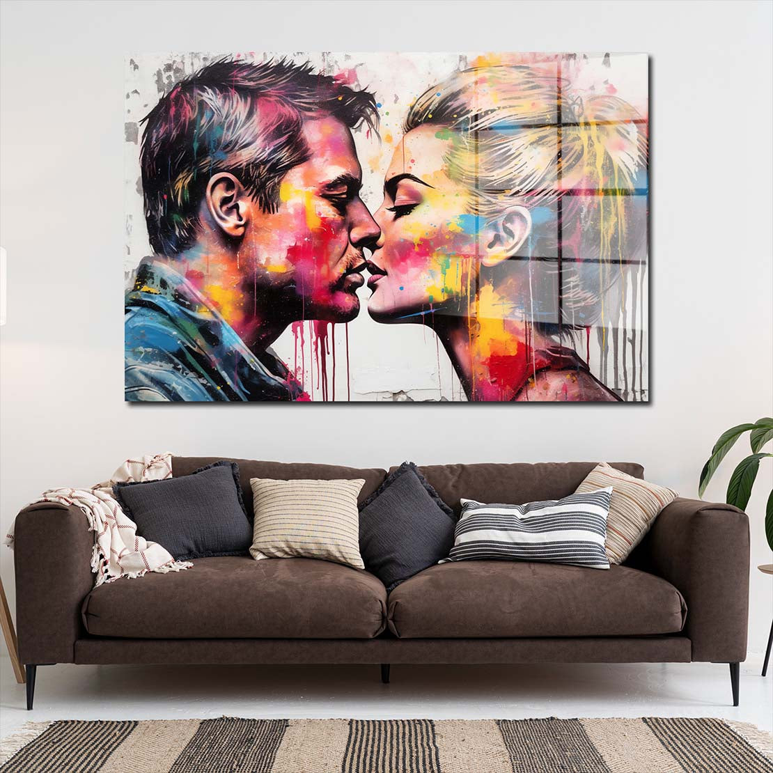 Frau und Mann Pop Art Acrylglasbild Wandbild Bild Wanddeko Wohnzimmer XL