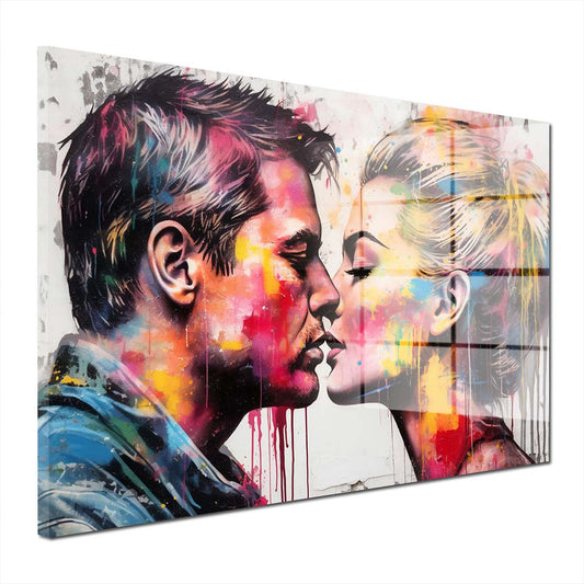 Frau und Mann Pop Art Acrylglasbild Wandbild Bild Wanddeko Wohnzimmer XL