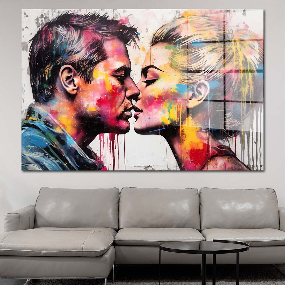 Frau und Mann Pop Art Acrylglasbild Wandbild Bild Wanddeko Wohnzimmer XL