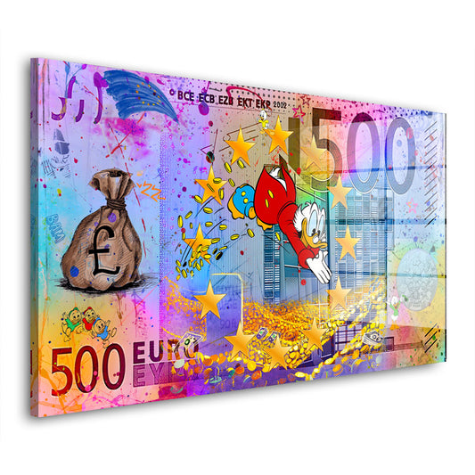 Geldschein Duck Comic Acrylglasbild Wandbild Bild Wanddeko Wohnzimmer XL