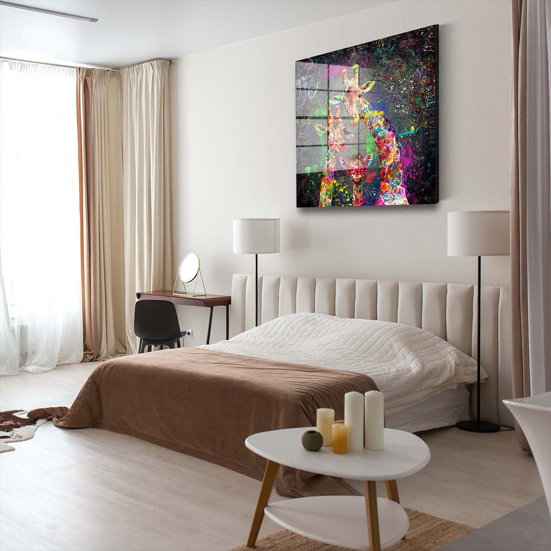 Giraffen Graffiti Street Art Acrylglasbild Wandbild Bild Wanddeko Wohnzimmer XL