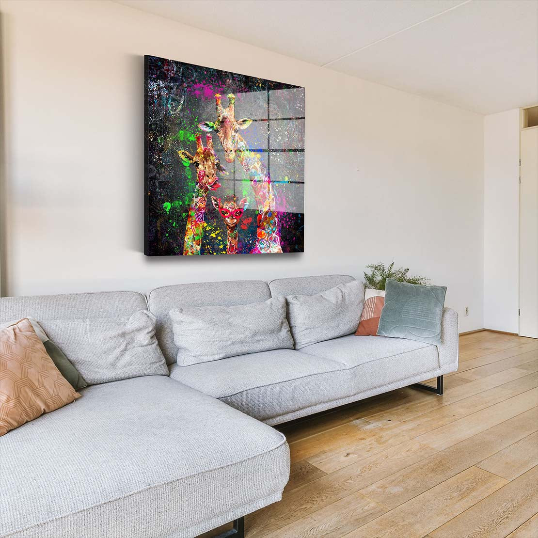 Giraffen Graffiti Street Art Acrylglasbild Wandbild Bild Wanddeko Wohnzimmer XL