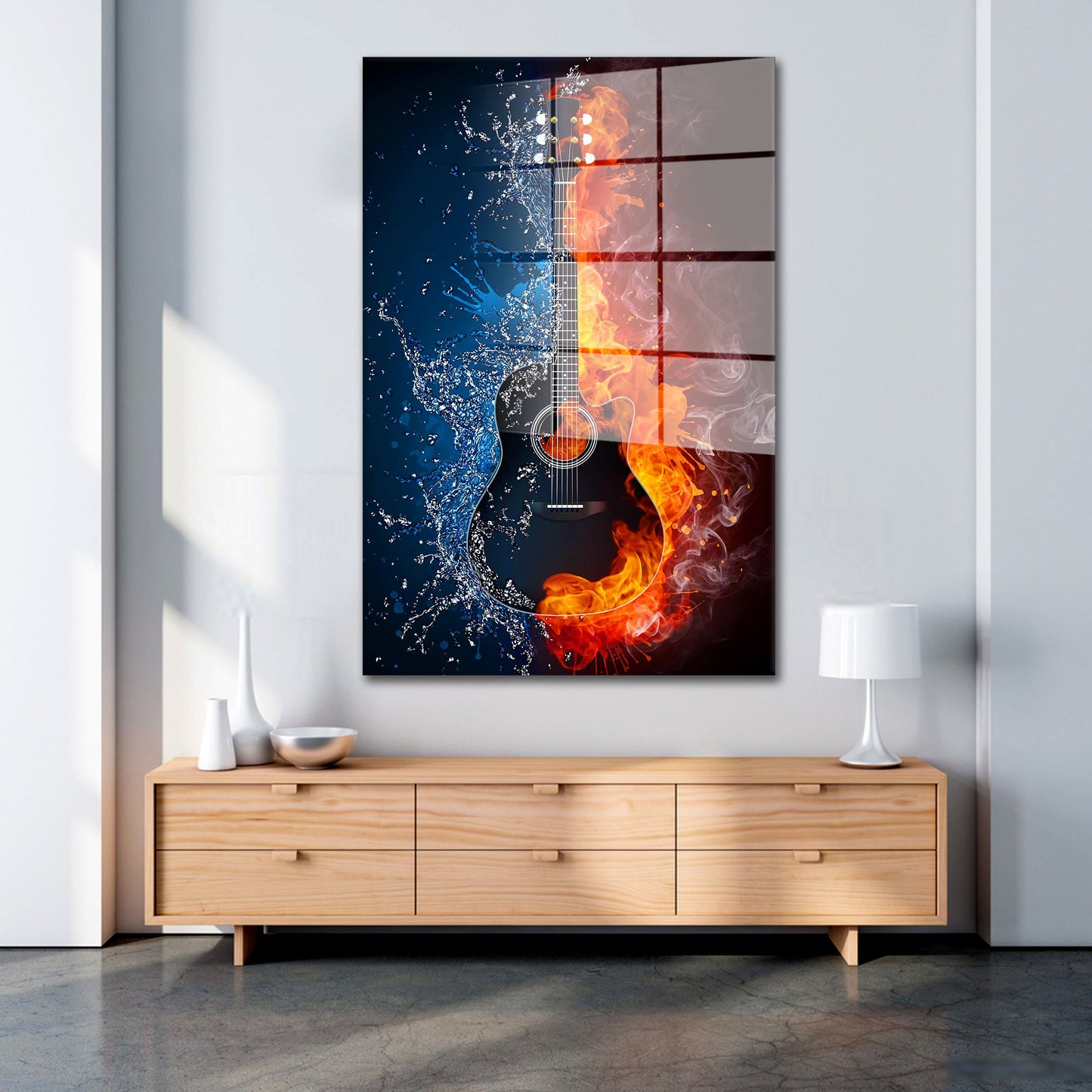 Gitarre Musik Pop Art Abstract Acrylglasbild Wandbild Bild Wanddeko Wohnzimmer XL