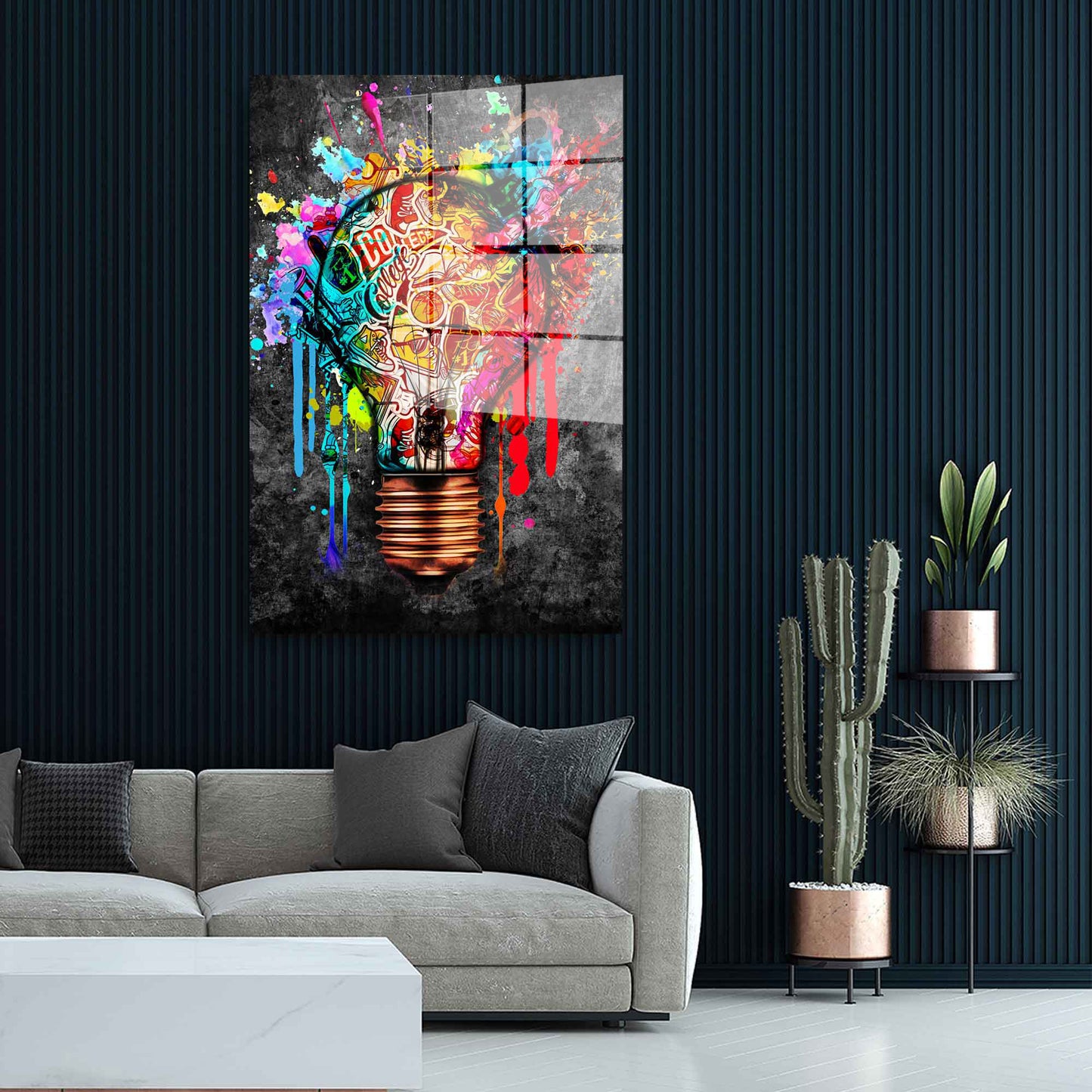 Glühbirne Graffiti Street Art Acrylglasbild Wandbild Bild Wanddeko XL