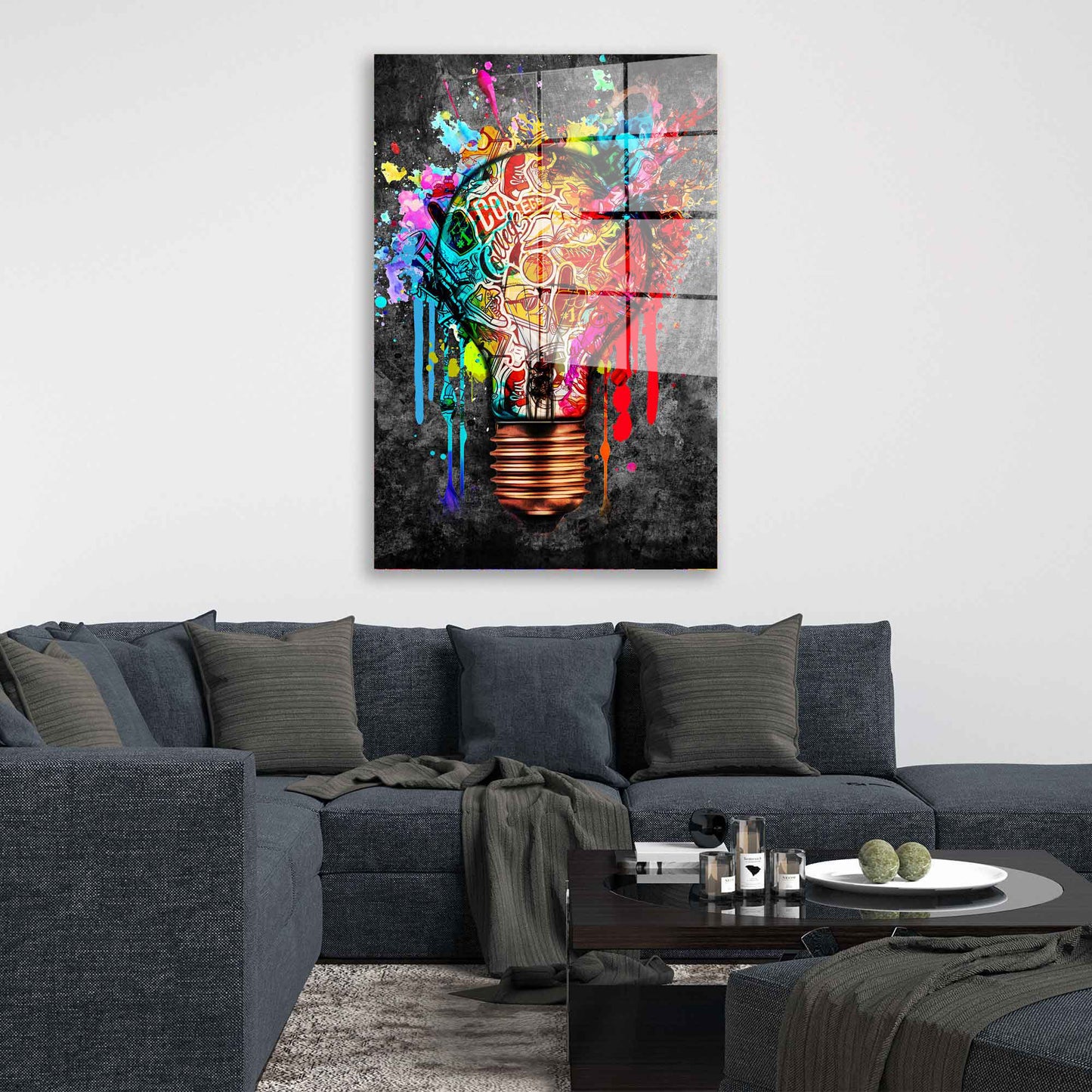Glühbirne Graffiti Street Art Acrylglasbild Wandbild Bild Wanddeko XL