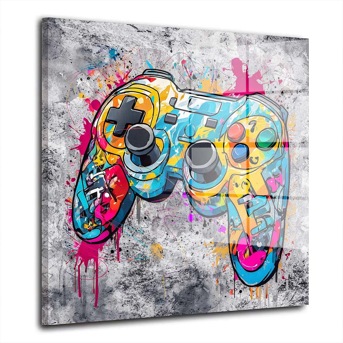 Graffiti Gamepad Acrylglasbild Wandbild Bild Wanddeko Wohnzimmer XL